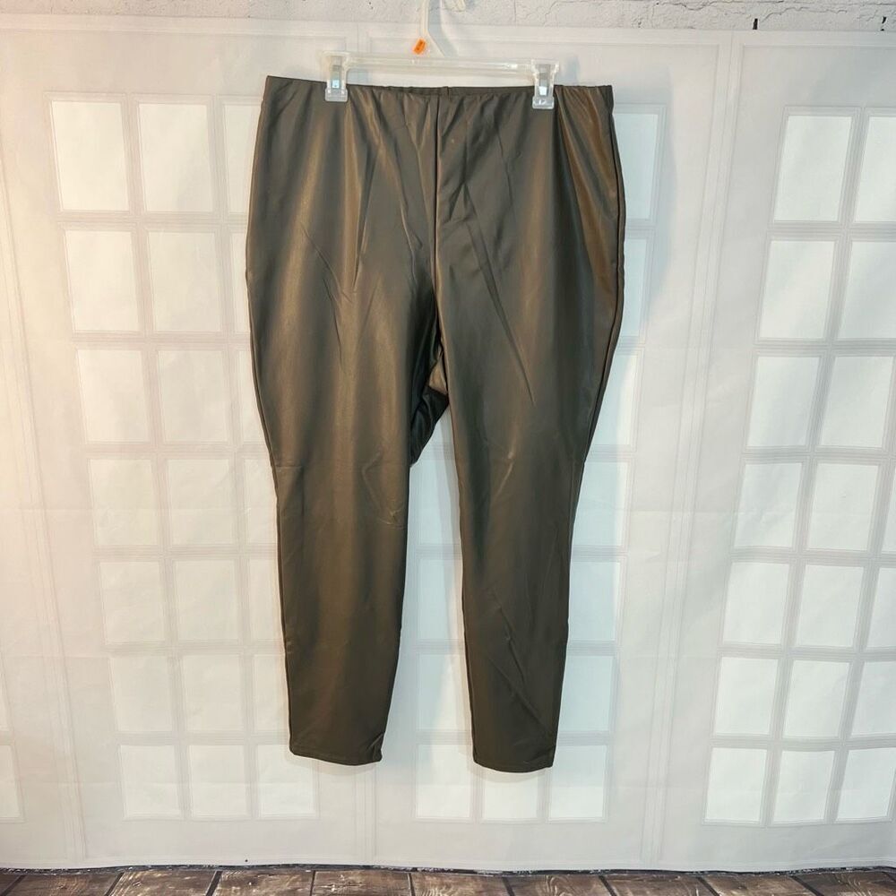 Express NWT Brown Gray Stretchy Solid Faux Fur Leather Leggings Size XL